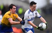 3 February 2019; Shane Carey of Monaghan in action against David Murray of Roscommon during the Allianz Football League Division 1 Round 2 match between Roscommon and Monaghan at Dr Hyde Park in Roscommon. Photo by Piaras Ó Mídheach/Sportsfile