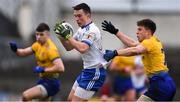 3 February 2019; Shane Carey of Monaghan in action against Ronan Daly of Roscommon during the Allianz Football League Division 1 Round 2 match between Roscommon and Monaghan at Dr Hyde Park in Roscommon. Photo by Piaras Ó Mídheach/Sportsfile