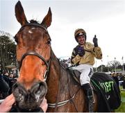 3 February 2019; Jockey Ruby Walsh celebrates after winning the Unibet Irish Gold Cup on Bellshill during Day Two of the Dublin Racing Festival at Leopardstown Racecourse in Dublin. Photo by Seb Daly/Sportsfile