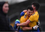 3 February 2019; Roscommon players Tadgh O'Rourke, left, and Shane Kiloran celebrate after the Allianz Football League Division 1 Round 2 match between Roscommon and Monaghan at Dr Hyde Park in Roscommon. Photo by Piaras Ó Mídheach/Sportsfile