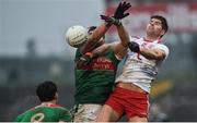 3 February 2019; Aidan O'Shea of Mayo in action against Conan Grugan of Tyrone during the Allianz Football League Division 1 Round 2 match between Tyrone and Mayo at Healy Park in Omagh, Tyrone. Photo by Oliver McVeigh/Sportsfile