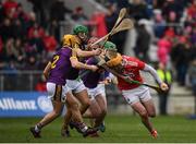 3 February 2019; Declan Dalton of Cork in action against Diarmuid O'Keeffe of Wexford during the Allianz Hurling League Division 1A Round 2 match between Cork and Wexford at Páirc Uí Chaoimh in Cork. Photo by Eóin Noonan/Sportsfile