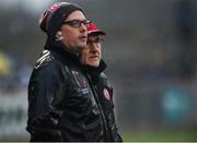 3 February 2019; Tyrone manager Mickey Harte, right, and selector Gavin Devlin near the end of the Allianz Football League Division 1 Round 2 match between Tyrone and Mayo at Healy Park in Omagh, Tyrone. Photo by Oliver McVeigh/Sportsfile