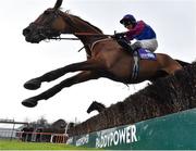3 February 2019; La Bague Au Roi, with Richard Johnson up, jumps the last on their way to winning the Flogas Novice Steeplechase during Day Two of the Dublin Racing Festival at Leopardstown Racecourse in Dublin. Photo by Seb Daly/Sportsfile