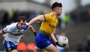 3 February 2019; Conor Daly of Roscommon in action against Jack McCarron of Monaghan during the Allianz Football League Division 1 Round 2 match between Roscommon and Monaghan at Dr Hyde Park in Roscommon. Photo by Piaras Ó Mídheach/Sportsfile