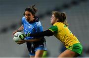 2 February 2019; Siobhán McGrath of Dublin in action against Niamh Carr of Donegal during the Lidl Ladies NFL Division 1 Round 1 match between Dublin and Donegal at Croke Park in Dublin. Photo by Piaras Ó Mídheach/Sportsfile