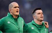 2 February 2019; Ireland players Devin Toner, left, and James Ryan during the national anthem prior to the Guinness Six Nations Rugby Championship match between Ireland and England in the Aviva Stadium in Dublin. Photo by Brendan Moran/Sportsfile