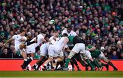 2 February 2019; Ben Youngs of England kicks during the Guinness Six Nations Rugby Championship match between Ireland and England in the Aviva Stadium in Dublin. Photo by Brendan Moran/Sportsfile