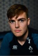 4 February 2019; Jake Flannery poses for a portrait ahead of an Ireland Under 20 Rugby press conference at the Sandymount Hotel in Dublin. Photo by Ramsey Cardy/Sportsfile