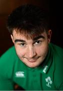 4 February 2019; John Hodnett poses for a portrait ahead of an Ireland Under 20 Rugby press conference at the Sandymount Hotel in Dublin. Photo by Ramsey Cardy/Sportsfile