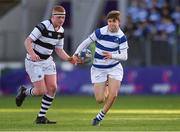 4 February 2019; Will Fitzgerald of Blackrock College gets past Cian Russell of Belvedere College during the Bank of Ireland Leinster Schools Junior Cup Round 1 match between Blackrock College and Belvedere College at Energia Park in Dublin. Photo by Piaras Ó Mídheach/Sportsfile
