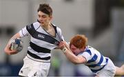 4 February 2019; Daniel O’Leary of Belvedere College is tackled by Ethan Laing of Blackrock College during the Bank of Ireland Leinster Schools Junior Cup Round 1 match between Blackrock College and Belvedere College at Energia Park in Dublin. Photo by Piaras Ó Mídheach/Sportsfile