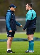 5 February 2019; Head coach Joe Schmidt, left, in conversation with Cian Healy during Ireland Rugby squad training at Carton House in Maynooth, Co. Kildare. Photo by Ramsey Cardy/Sportsfile