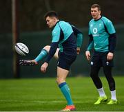 5 February 2019; Jacob Stockdale, left, and Chris Farrell during Ireland Rugby squad training at Carton House in Maynooth, Co. Kildare. Photo by Ramsey Cardy/Sportsfile