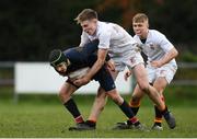 5 February 2019; Zach Bourne of Wesley College is tackled by Finn Treacy of Presentation College Bray during the Bank of Ireland Leinster Schools Junior Cup Round 1 match between Wesley College and Presentation College Bray at Kirwan Park in Dublin. Photo by Eóin Noonan/Sportsfile