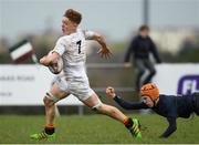5 February 2019; Sam Nolan of Presentation College Bray in action against Matthew Golden of Wesley College during the Bank of Ireland Leinster Schools Junior Cup Round 1 match between Wesley College and Presentation College Bray at Kirwan Park in Dublin. Photo by Eóin Noonan/Sportsfile