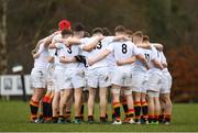 5 February 2019; Presentation College Bray players huddle ahead of the Bank of Ireland Leinster Schools Junior Cup Round 1 match between Wesley College and Presentation College Bray at Kirwan Park in Dublin. Photo by Eóin Noonan/Sportsfile