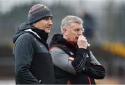3 February 2019; Mayo manager James Horan, left, along with selector Martin Barrett during the Allianz Football League Division 1 Round 2 match between Tyrone and Mayo at Healy Park in Omagh, Tyrone. Photo by Oliver McVeigh/Sportsfile