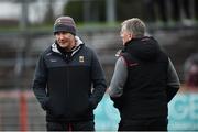 3 February 2019; Mayo manager James Horan, left, along with selector Martin Barrett during the Allianz Football League Division 1 Round 2 match between Tyrone and Mayo at Healy Park in Omagh, Tyrone. Photo by Oliver McVeigh/Sportsfile