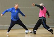 6 February 2019; Micheal O'Donnell in action against Pat Burke during a walking football exhibition at the National Indoor Arena in Abbotstown, Dublin. Photo by Eóin Noonan/Sportsfile