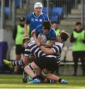 6 February 2019; Tom McEniff of St Mary's College is tackled by Oisín Shannon, left, and Adam Clarke of Terenure College during the Bank of Ireland Leinster Schools Junior Cup Round 1 match between St Mary's College and Terenure College at Energia Park in Donnybrook, Dublin. Photo by Daire Brennan/Sportsfile