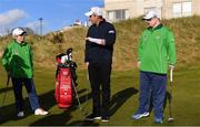 6 February 2019; Irish golf legend Padraig Harrington with Phyl Kelleher, Rathfarnham, Co Dublin, and Mark Claffey, from Blackrock, Co Dublin, as he meets Team Ireland golfers at the Portmarnock Links Hotel in Portmarnock, Co Dublin. Photo by Piaras Ó Mídheach/Sportsfile