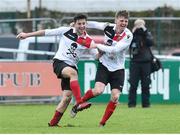 6 February 2019; Robert Slevin, right, of UCC celebrates after scoring the second goal with team-mate Ronan Hennessy  during the RUSTLERS IUFU Collingwood Cup Final match between University of Limerick and University College Cork at Markets Field in Limerick. Photo by Matt Browne/Sportsfile