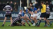 6 February 2019; Matthew O'Shea of St Mary's College is tackled by Hugo Heneghan of Terenure College during the Bank of Ireland Leinster Schools Junior Cup Round 1 match between St Mary's College and Terenure College at Energia Park in Donnybrook, Dublin. Photo by Daire Brennan/Sportsfile