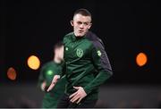 6 February 2019; Michael O'Connor of Republic of Ireland U21's warms up prior to the friendly match between Republic of Ireland U21's Homebased Players and Republic of Ireland Amateur at Home Farm FC in Whitehall, Dublin. Photo by Stephen McCarthy/Sportsfile