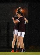 6 February 2019; Kevin McDonnell, left, and Kieran Molloy of NUI Galway celebrate following the Electric Ireland Sigerson Cup Quarter Final match between National University of Ireland, Galway, and Ulster University at the GAA Centre of Excellence in Abbotstown, Dublin. Photo by Harry Murphy/Sportsfile