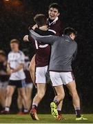 6 February 2019; Jack Robinson of NUI Galway celebrates with teammates following the Electric Ireland Sigerson Cup Quarter Final match between National University of Ireland, Galway, and Ulster University at the GAA Centre of Excellence in Abbotstown, Dublin. Photo by Harry Murphy/Sportsfile