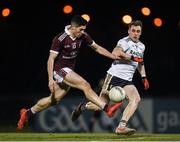 6 February 2019; Nathan Mullen of NUI Galway in action against Paddy Duncan of Ulster University during the Electric Ireland Sigerson Cup Quarter Final match between National University of Ireland, Galway, and Ulster University at the GAA Centre of Excellence in Abbotstown, Dublin. Photo by Harry Murphy/Sportsfile