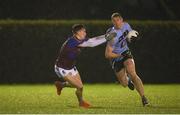 6 February 2019; Peadar Ó Cofaigh Byrne of University College Dublin in action against Diarmuid Kelly of University of Limerick during the Fresher 1 Football match between University College Dublin and University of Limerick at Billings Park in Belfield, UCD, Dublin. Photo by Eóin Noonan/Sportsfile