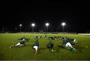 6 February 2019; Republic of Ireland U21's players warm up prior to the friendly match between Republic of Ireland U21's Homebased Players and Republic of Ireland Amateur at Home Farm FC in Whitehall, Dublin. Photo by Stephen McCarthy/Sportsfile