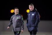 6 February 2019; Republic of Ireland U21 manager Stephen Kenny, right, and Republic of Ireland Amateurs manager Gerry Davis during the friendly match between Republic of Ireland U21's Homebased Players and Republic of Ireland Amateur at Home Farm FC in Whitehall, Dublin. Photo by Stephen McCarthy/Sportsfile