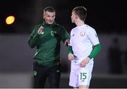 6 February 2019; Republic of Ireland U21's assistant coach Jim Crawford and Andy Lyons of Republic of Ireland U21's during the friendly match between Republic of Ireland U21's Homebased Players and Republic of Ireland Amateur at Home Farm FC in Whitehall, Dublin. Photo by Stephen McCarthy/Sportsfile