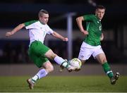 6 February 2019; Eoin Hayes of Republic of Ireland Amateurs and Jamie Lennon of Republic of Ireland U21's during the friendly match between Republic of Ireland U21's Homebased Players and Republic of Ireland Amateur at Home Farm FC in Whitehall, Dublin. Photo by Stephen McCarthy/Sportsfile