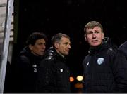 6 February 2019; Republic of Ireland U21 manager Stephen Kenny, right, with assistants Keith Andrews, left, and Jim Crawford during the friendly match between Republic of Ireland U21's Homebased Players and Republic of Ireland Amateur at Home Farm FC in Whitehall, Dublin. Photo by Stephen McCarthy/Sportsfile