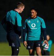 7 February 2019; Bundee Aki, right, and Chris Farrell during Ireland Rugby squad training at Carton House in Maynooth, Co. Kildare. Photo by David Fitzgerald/Sportsfile