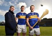 7 February 2019; Tipperary hurling captain Séamus Callanan, centre, with manager Liam Sheedy and team-mate Noel McGrath during an event organised by Tipperary GAA sponsor Teneo at Semple Stadium in Thurles, Co Tipperary. Photo by Matt Browne/Sportsfile