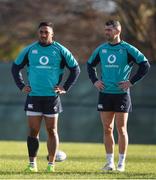 7 February 2019; Bundee Aki, left, and Rob Kearney during Ireland Rugby squad training at Carton House in Maynooth, Co. Kildare. Photo by Brendan Moran/Sportsfile
