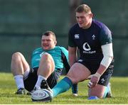 7 February 2019; Tadhg Furlong, right, and Jack McGrath during Ireland Rugby squad training at Carton House in Maynooth, Co. Kildare. Photo by Brendan Moran/Sportsfile