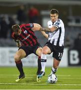 5 February 2019; Patrick McEleney of Dundalk in action against Jamie Doyle of Longford Town during the pre-season friendly match between Dundalk and Longford Town at Oriel Park in Dundalk, Louth. Photo by Ben McShane/Sportsfile