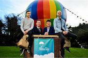 7 February 2019; The Sky's the limit for Irish Tech firm HireUp. Brand Ambassadors and snooker legends, Jimmy White, second from right, and Ken Doherty, second from left, were on hand to support the company's launch along with founders, Nathan Doyle, left, and David Maloney, at the Radisson Blu St. Helen's Hotel in Booterstown, Dublin. Photo by Sam Barnes/Sportsfile