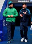 8 February 2019; Sean O’Brien, left, alongside high performance coach Vinny Hammond arrives for the Ireland Rugby Captain's Run at BT Murrayfield Stadium in Edinburgh, Scotland. Photo by Brendan Moran/Sportsfile