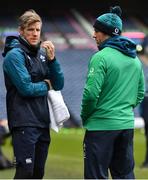 8 February 2019; Sean O’Brien, right, with forwards coach Simon Easterby during the Ireland Rugby Captain's Run at BT Murrayfield Stadium in Edinburgh, Scotland. Photo by Brendan Moran/Sportsfile