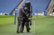 8 February 2019; Television technicials work on the installation of a spidercam during the Ireland Rugby Captain's Run at BT Murrayfield Stadium in Edinburgh, Scotland. Photo by Brendan Moran/Sportsfile