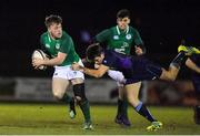 8 February 2019; David Hawkshaw of Ireland is tackled by Ross Thompson of Scotland during the U20 Six Nations Rugby Championship match between Scotland and Ireland at Netherdale in Galashiels, Scotland. Photo by Brendan Moran/Sportsfile