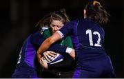 8 February 2019; Lauren Delany of Ireland is tackled by Helen Nelson, left, and Chloe Rollie of Scotland during the Women's Six Nations Rugby Championship match between Scotland and Ireland at Scotstoun Stadium in Glasgow, Scotland. Photo by Ramsey Cardy/Sportsfile