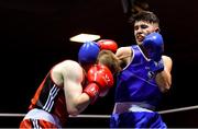 8 February 2019; Gerard Matthews of St Paul's, Co Antrim, right, in action against Stephen Lockhart of Baldoyle, Co Dublin, in their 63kg bout during the 2019 National Elite Men’s & Women’s Elite Boxing Championships at the National Boxing Stadium in Dublin. Photo by Piaras Ó Mídheach/Sportsfile